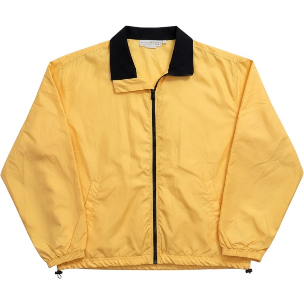 Bette & Court Windbreaker Jacket Womens Large Yellow Navy Blue Full Zip